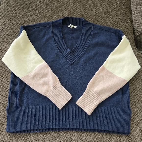 Madewell Sweater Small Women Colorblock Charleston V-Neck Pullover Cozy - Picture 3 of 12